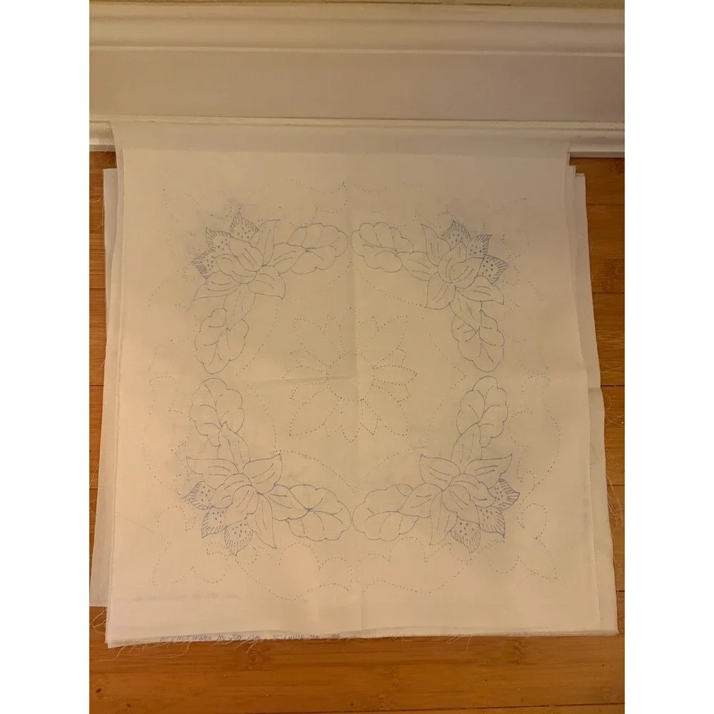 Vintage Jay Dee's Stamped Quilt Blocks 12 Pc 18x18 Sunflower Embroidery